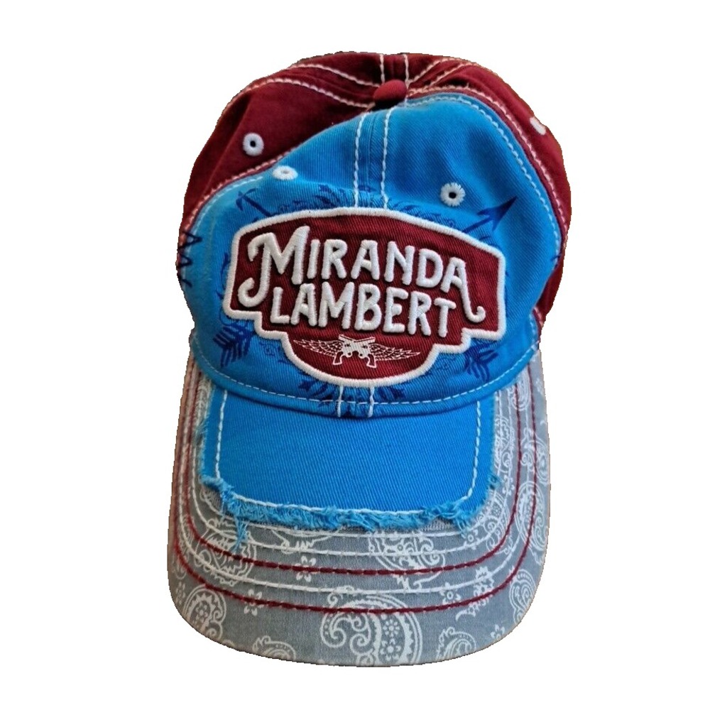 Miranda Lambert Cap Hat Concert Pistols Arrows Distressed Blue Burgundy Adjust